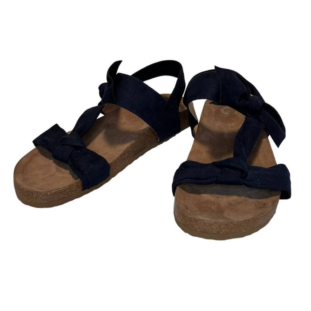 Journee Collection Xanndra Sandal Flat Navy Double Knotted Bow Size 9.5 New - Picture 7 of 12